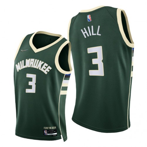 Milwaukee Bucks #3 George Hill Mens 2021-22 75th Diamond Anniversary Jersey Green Mens