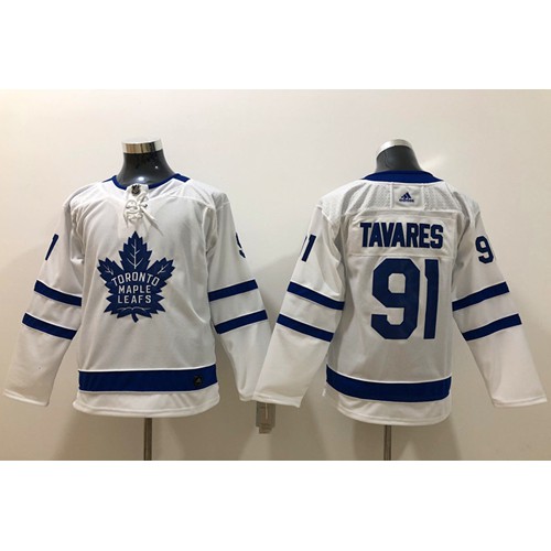 Adidas Maple Toronto Maple Leafs #91 John Tavares White Road Authentic Stitched Youth Jersey Youth