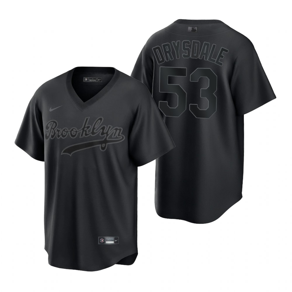 Los Angeles Dodgers #53 Don Drysdale Men's Black Pitch Black Fashion Jersey