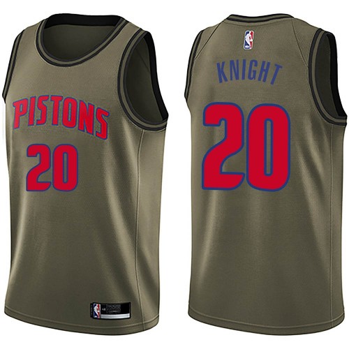 Detroit Pistons #20 Brandon Knight Green Salute to Service Youth Swingman Jersey Youth