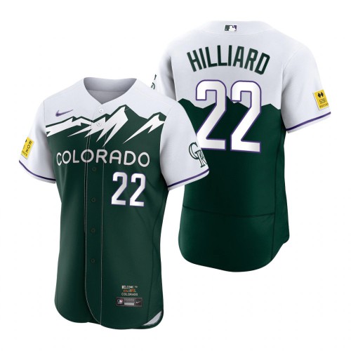 Colorado Colorado Rockies #22 Sam Hilliard Green Men's Authentic 2022 City Connect Jersey Men's