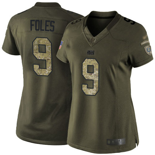 Colts #9 Nick Foles Green Women's Stitched Limited 2015 Salute To Service Jersey