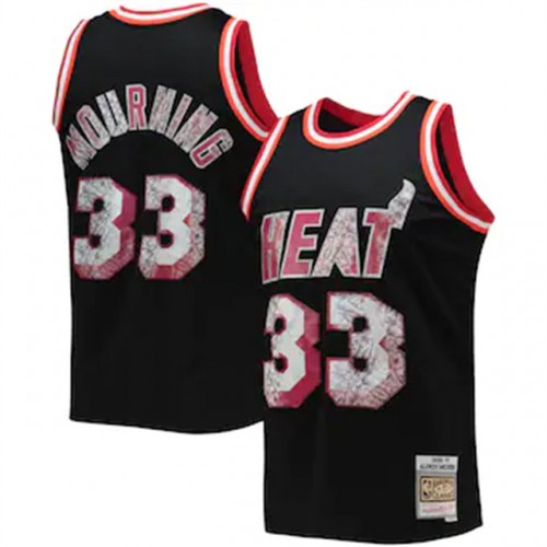 Miami Heat #33 Alonzo Mourning Mitchell & Ness 1996-97 Hardwood Classics 75th Anniversary Diamond Swingman Jersey - Black Mens