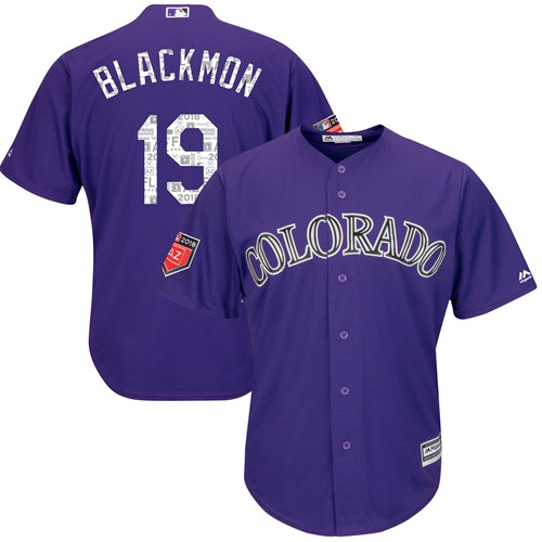 Colorado Rockies #19 Charlie Blackmon Purple 2018 Spring Training Cool Base Stitched Jersey Men's