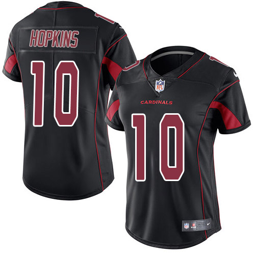 Cardinals #10 DeAndre Hopkins Black Women's Stitched Limited Rush Jersey