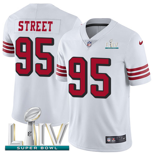 San Francisco 49ers #95 Kentavius Street White Super Bowl LIV 2020 Rush Youth Stitched Vapor Untouchable Limited Jersey Youth
