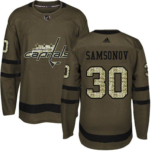 Adidas Washington Capitals #30 Ilya Samsonov Green Salute to Service Stitched Jersey Men's
