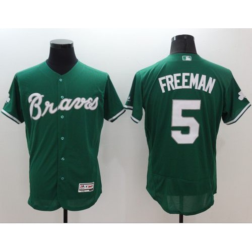 Atlanta Braves #5 Freddie Freeman Green Celtic Flexbase Authentic Collection Stitched Jersey Men's