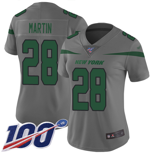 Jets #28 Curtis Martin Gray Women's Stitched Limited Inverted Legend 100th Season Jersey