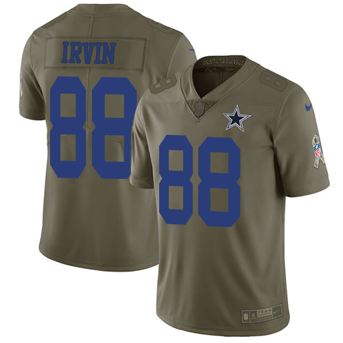 Cowboys #88 Michael Irvin Olive Men's Stitched Limited 2017 Salute To Service Jersey