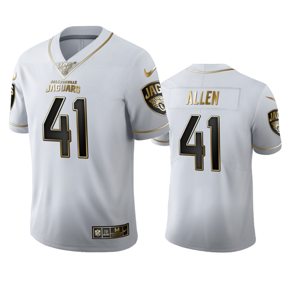 Jacksonville Jaguars #41 Josh Allen Men's White Golden Edition Vapor Limited 100 Jersey