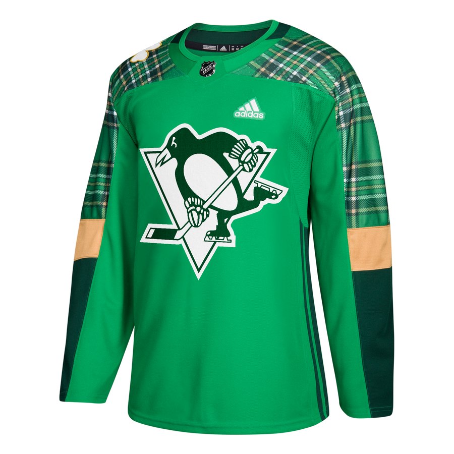 Adidas Penguins Blank Adidas Green St. Patrick's Day Authentic Practice Stitched Jersey
