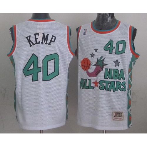 Mitchell And Ness Oklahoma City Thunder #40 Shawn Kemp White 1996 All-Star Stitched Jersey Mens