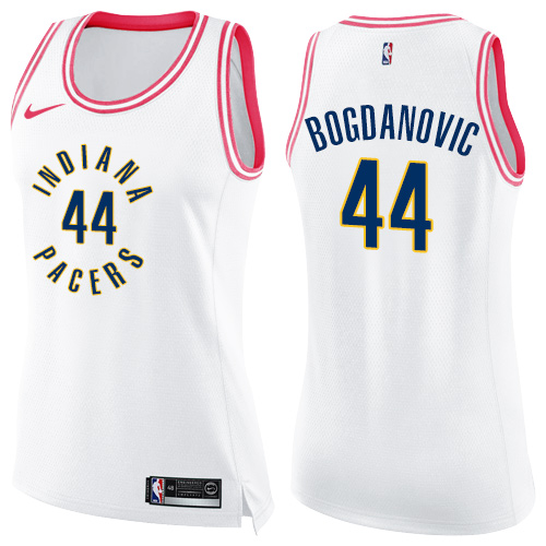 Indiana Pacers #44 Bojan Bogdanovic White/Pink Womens Swingman Fashion Jersey Womens