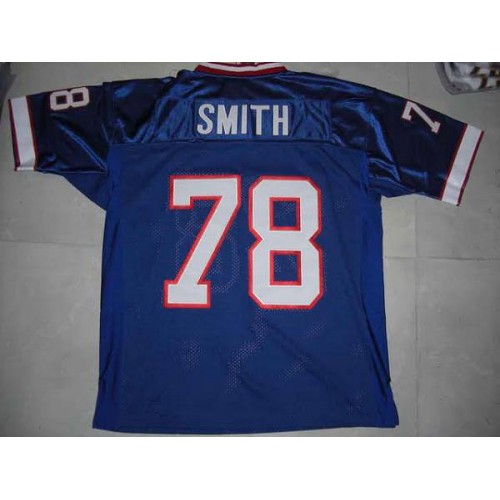 Mitchell & Ness Buffalo Bills #78 Bruce Smith Blue 35th Anniversary Patch Stitched Throwback Jersey Men's