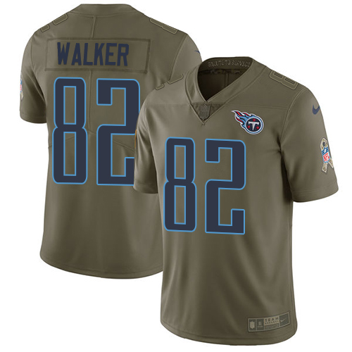 Tennessee Titans #82 Delanie Walker Olive Youth Stitched Limited 2017 Salute to Service Jersey Youth