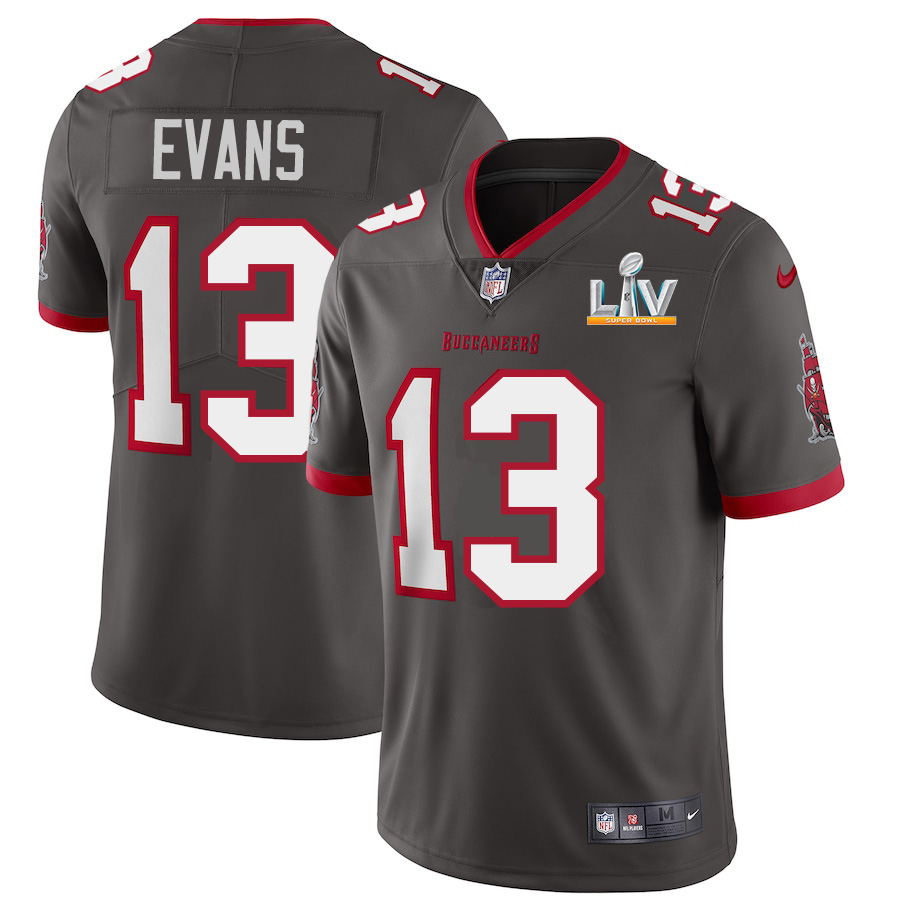 Tampa Bay Buccaneers #13 Mike Evans Men's Super Bowl LV Bound Pewter Alternate Vapor Limited Jersey