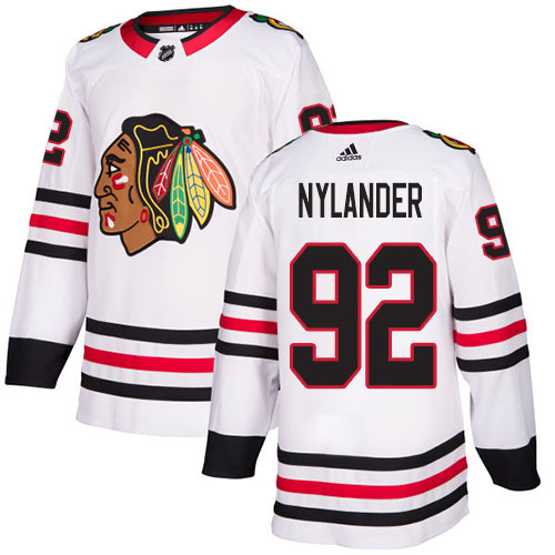 Adidas Chicago Blackhawks #92 Alexander Nylander White Road Authentic Stitched Youth Jersey Youth