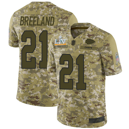 Kansas City Chiefs #21 Bashaud Breeland Camo Men's Super Bowl LV Bound Stitched Limited 2018 Salute To Service Jersey Men's