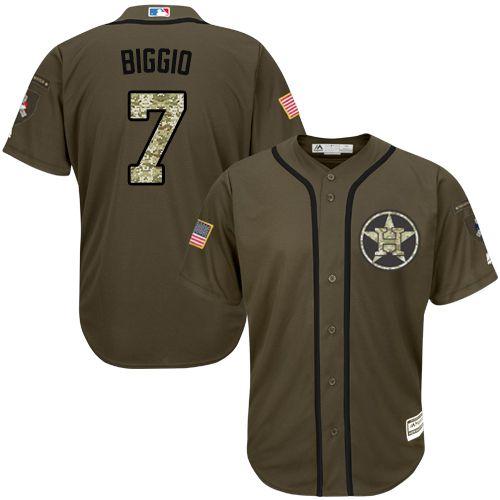 Houston Astros #7 Craig Biggio Green Salute to Service Stitched Youth Jersey Youth