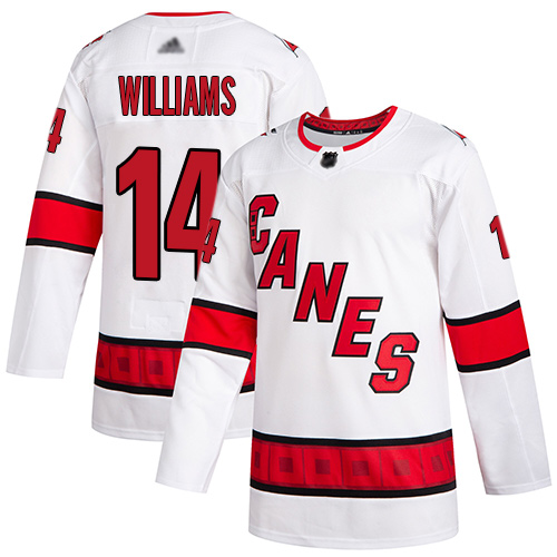 Adidas Carolina Hurricanes #14 Justin Williams White Road Authentic Stitched Youth Jersey Youth