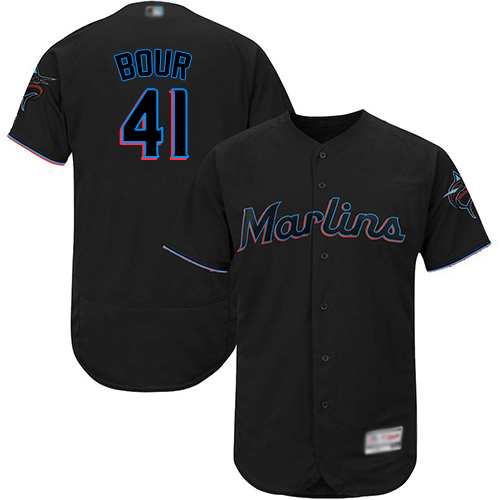 Miami Marlins #41 Justin Bour Black Flexbase Authentic Collection Stitched Jersey Men's