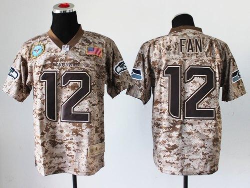 Seahawks #12 Fan Camo Men's Stitched New Elite USMC Jersey