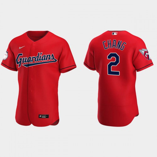 Cleveland Guardians #2 Yu Chang Men's 2022 Authentic Alternate Stitched Jersey - Red Men's