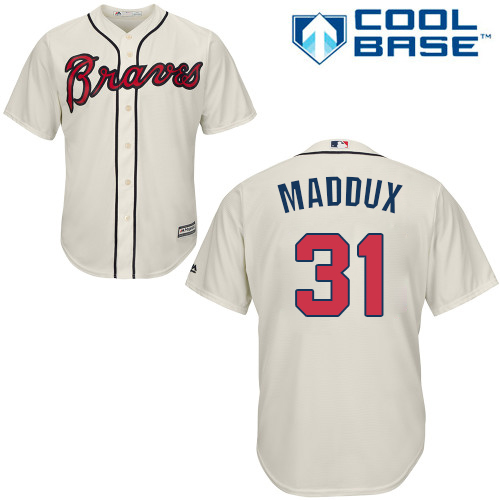Atlanta Braves #31 Greg Maddux Cream Cool Base Stitched Youth Jersey Youth