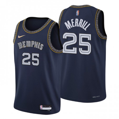 Memphis Memphis Grizzlies #25 Sam Merrill Mens Navy 2021/22 Swingman Jersey - City Edition Mens