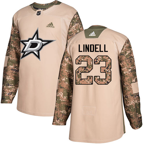 Adidas Dallas Stars #23 Esa Lindell Camo Authentic 2017 Veterans Day Stitched Jersey Men's
