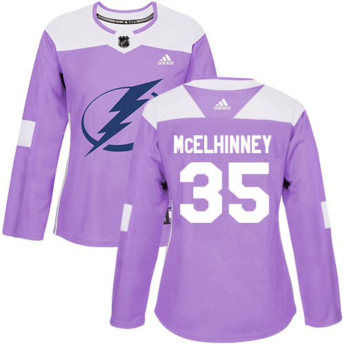 Adidas Tampa Bay Lightning #35 Curtis McElhinney Purple Authentic Fights Cancer Women's Stitched Jersey Womens
