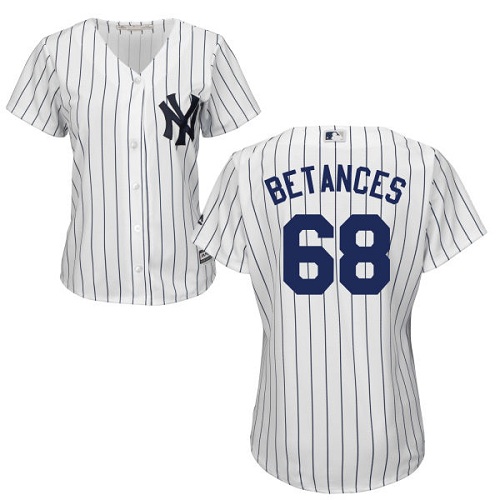 New York Yankees #68 Dellin Betances White Strip Home Women's Stitched Jersey Womens