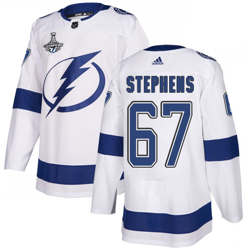 Adidas Tampa Bay Lightning #67 Mitchell Stephens White Road Authentic 2020 Stanley Cup Champions Stitched Jersey Men's