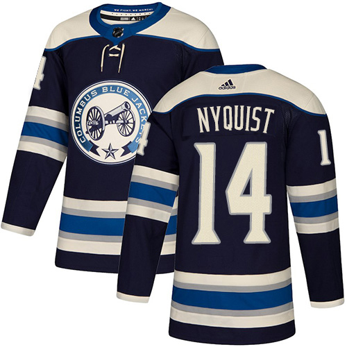 Adidas Columbus Blue Jackets #14 Gustav Nyquist Navy Alternate Authentic Stitched Jersey Men's