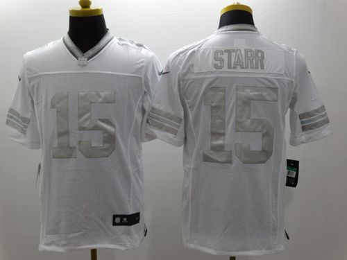Packers #15 Bart Starr White Men's Stitched Limited Platinum Jersey