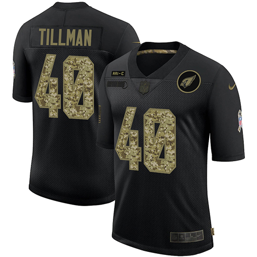 Arizona Cardinals #40 Pat Tillman Men's 2020 Salute To Service Camo Limited Jersey Black