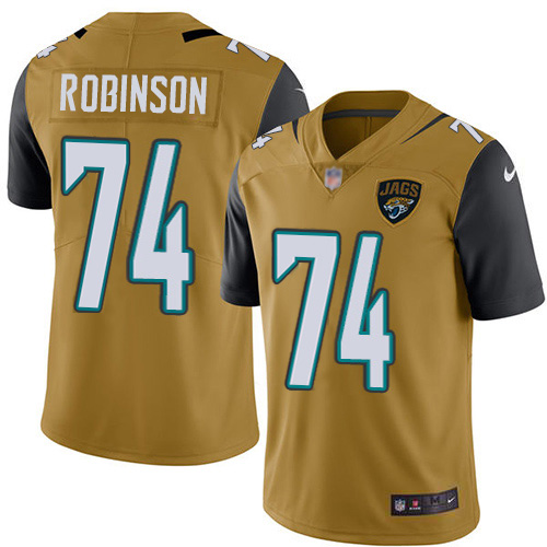 Jacksonville Jaguars #74 Cam Robinson Gold Youth Stitched Limited Rush Jersey Youth