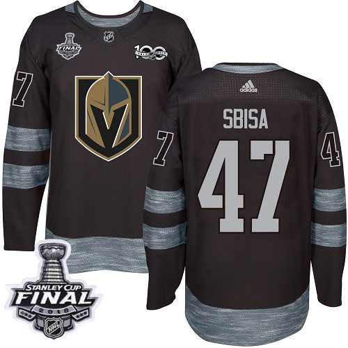 Adidas Golden Vegas Golden Knights #47 Luca Sbisa Black 1917-2017 100th Anniversary 2018 Stanley Cup Final Stitched Jersey Men's