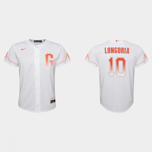 San Francisco San Francisco Giants #10 Evan Longoria Youth 2021 City Connect White Jersey Youth