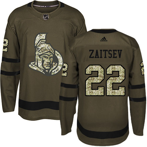 Adidas Ottawa Senators #22 Nikita Zaitsev Green Salute to Service Stitched Youth Jersey Youth
