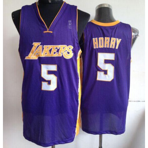 Los Angeles Lakers #5 Robert Horry Purple Throwback Stitched Jersey Mens