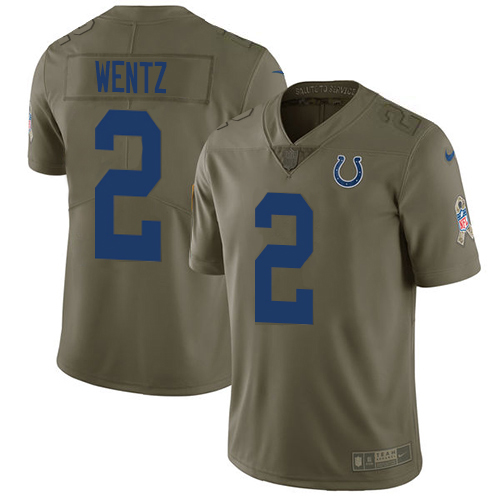 Indianapolis Indianapolis Colts #2 Carson Wentz Olive Youth Stitched Limited 2017 Salute To Service Jersey Youth