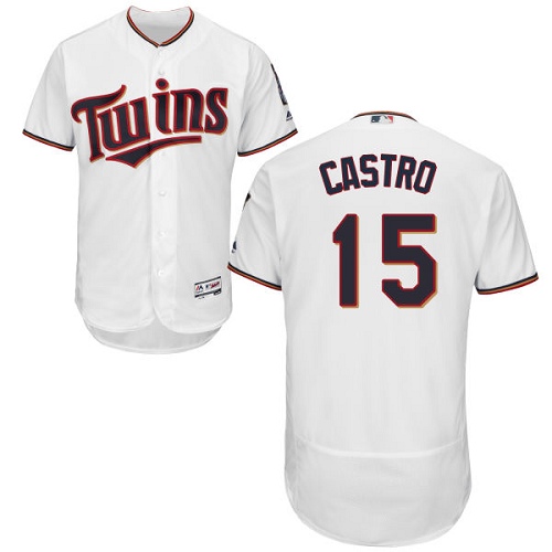 Minnesota Twins #15 Jason Castro White Flexbase Authentic Collection Stitched Jersey Men's