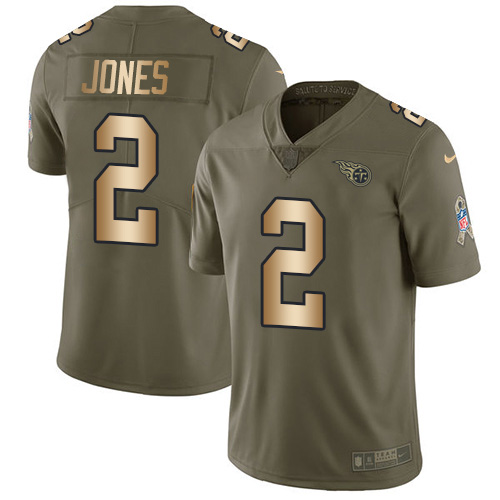 Tennessee Titans #2 Julio Jones Olive/Gold Men's Stitched Limited 2017 Salute To Service Jersey Men's