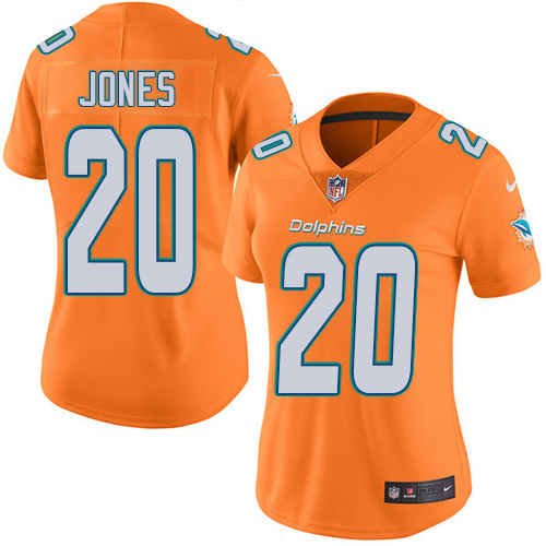 Miami Dolphins #20 Reshad Jones Orange Women's Stitched Limited Rush Jersey Womens
