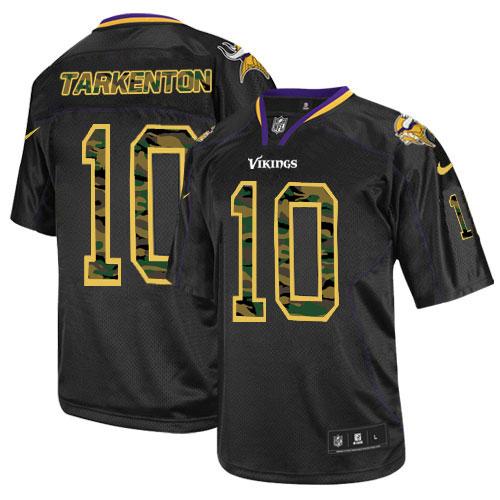 Vikings #10 Fran Tarkenton Black Men's Stitched Elite Camo Fashion Jersey