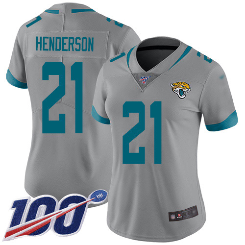 Jacksonville Jaguars #21 C.J. Henderson Silver Women's Stitched Limited Inverted Legend 100th Season Jersey Womens