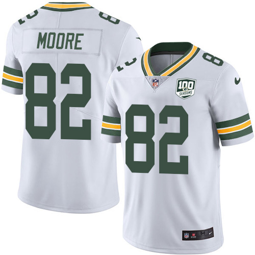 Green Bay Packers #82 J'Mon Moore White Youth 100th Season Stitched Vapor Untouchable Limited Jersey Youth