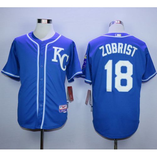 Kansas City Royals #18 Ben Zobrist Blue Alternate 2 Cool Base Stitched Jersey Men's